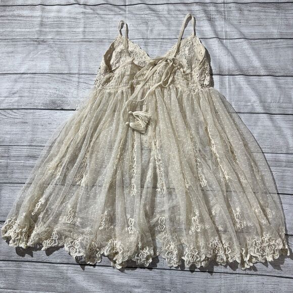 Rare Vintage Free People Say Hello to Heaven Lace Dots Crochet Slip Dress XS - Picture 7 of 13